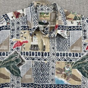 Vtg 1998 Reyn Spooner Mele Kalikimaka 2XL Popover Hawaiian Christmas Pineapple